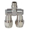 Geoline Twin Brass Swivel Nozzle Holder 1/4" BSP Male Inlet -Comet || Shurflo || Mesto Shop 8247007 750 1
